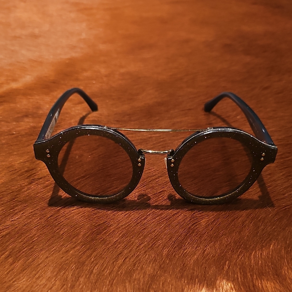 Jimmy Choo - Round Gold Sparkle/charcoal Sunglasses (Monties)